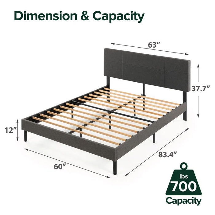 Denna - Full Upholstered Slat Bed - Dark Gray