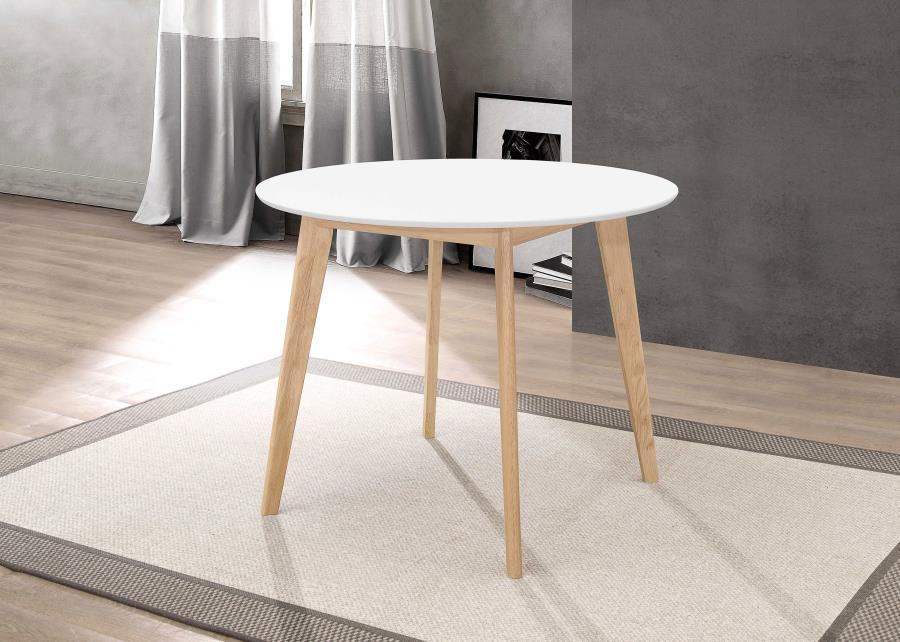 Breckenridge Round Dining Table Matte White And Natural Oak