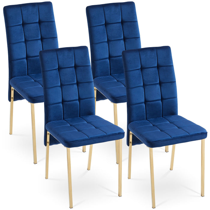 Velvet High Back Nordic Dining Chair Modern Chair With Golden Color Legs