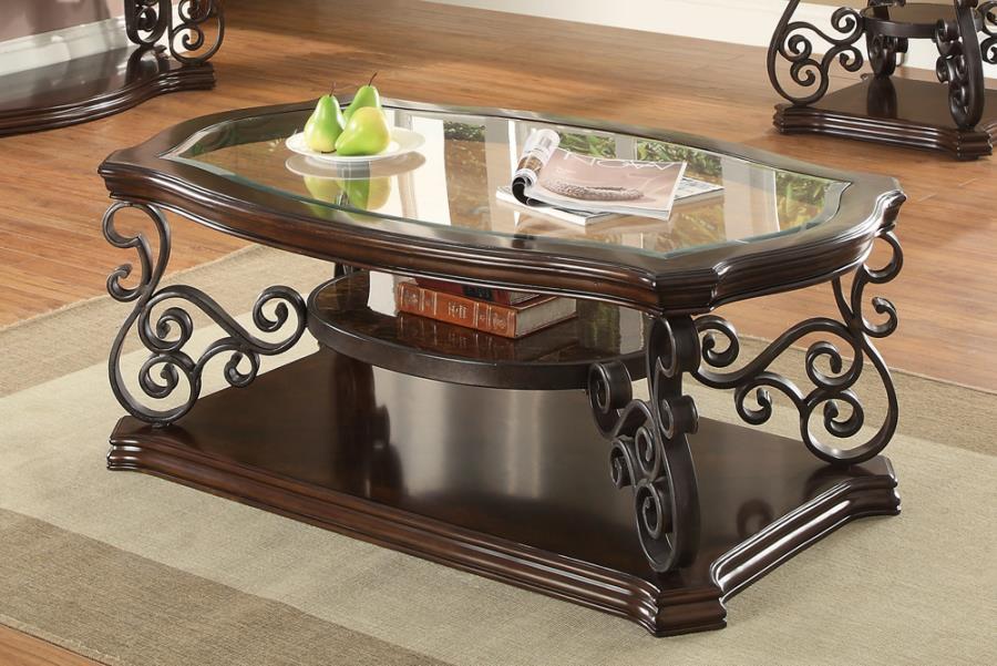 Traditional Occasional Tables - Sir Rawlinson Coffee Table Deep Merlot And Clear