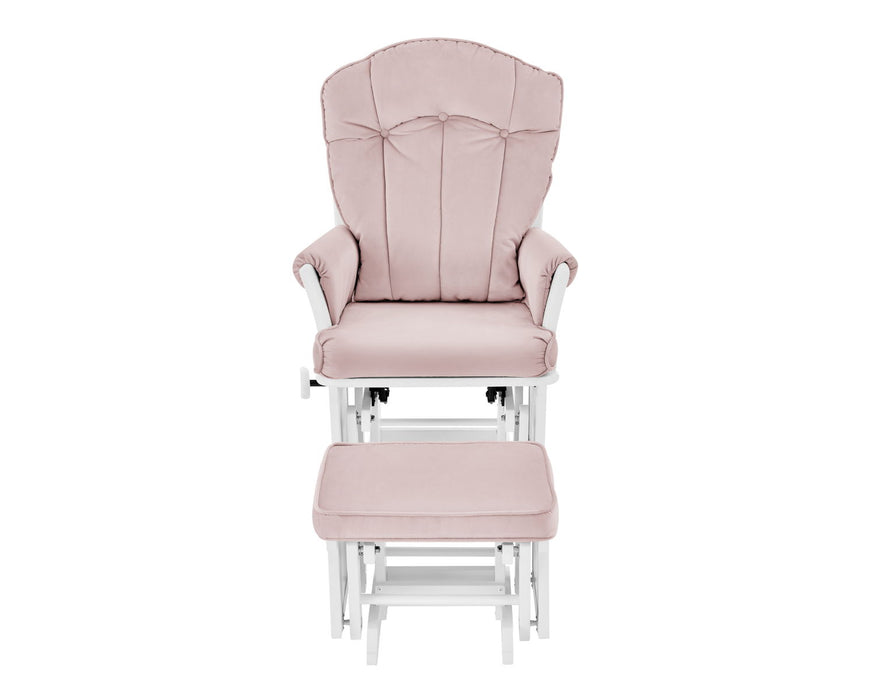 Victoria - Glider And Ottoman White Wood