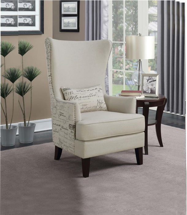 Cream - Curved Arm High Back Accent Chair Cream