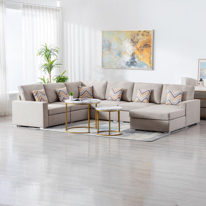 Nolan - Fabric 6 Piece Sectional Sofa With Pillows And Interchangeable Legs