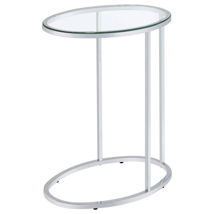 Oval Snack Table Chrome And Clear