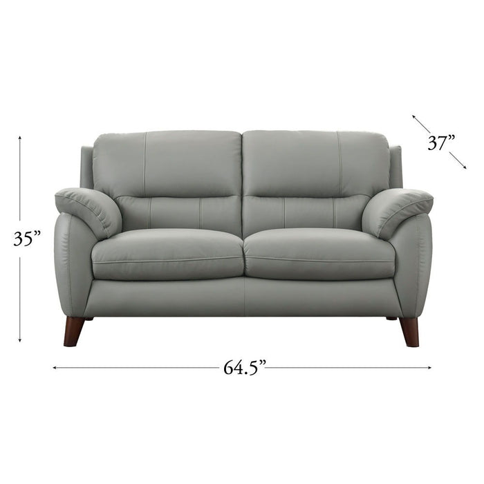 Monroe Leather Loveseat - Silver Gray