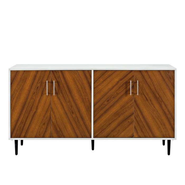 Mid-Century Modern Faux Bookmatch Door Buffet