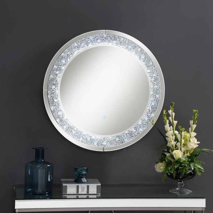 Round Wall Mirror With Led Lighting Silver