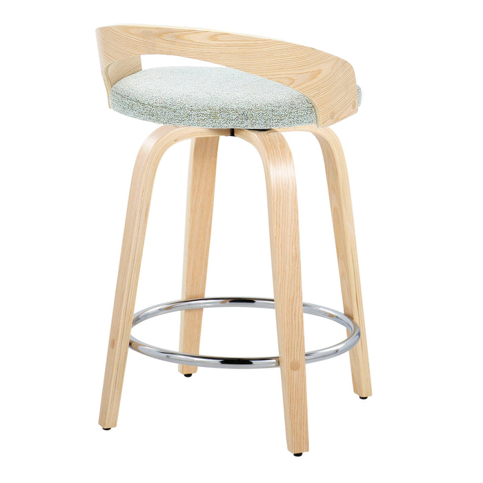 Grotto - Contemporary Fixed Height Counter Stool & Swivel, Round Footrest (Set of 2)