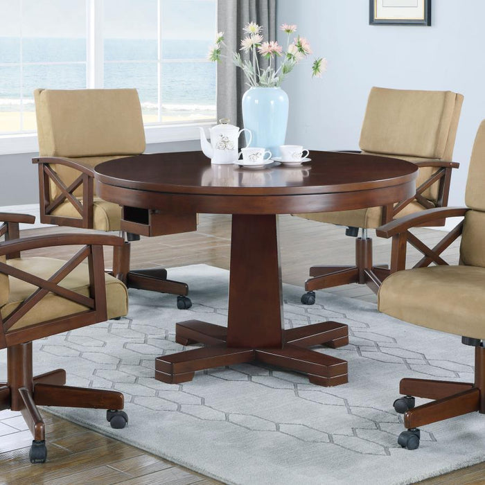 Marietta Game Table - Marietta Round Wooden Game Table Tobacco