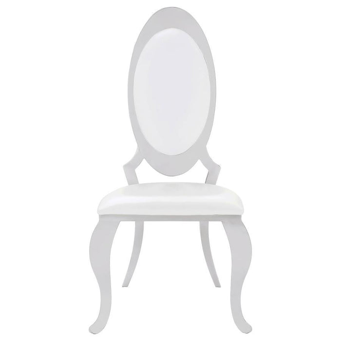 Creamy White - Antoine Oval Back Side Chairs Cream And Chrome (Set of 2)