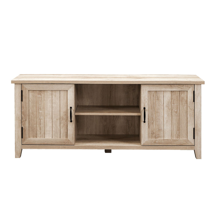 Classic Grooved Door TV Stand For TVs Up To 65" - White Oak