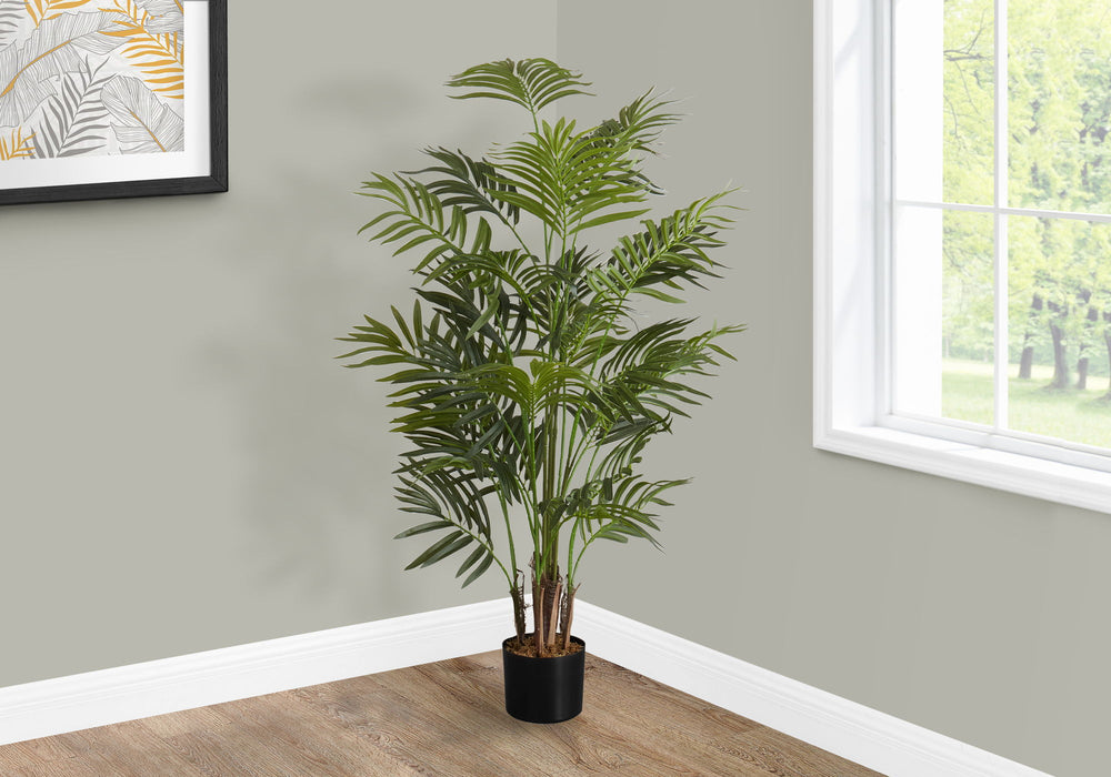 47" Tall, Artificial Plant, Areca Palm Tree, Indoor, Faux, Fake, Floor, Greenery, Potted, Real Touch, Decorative - Green / Black