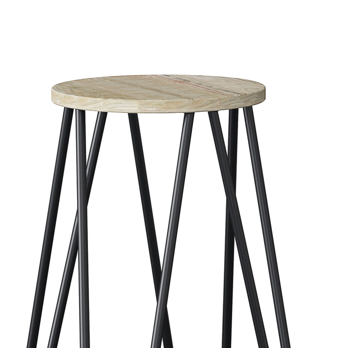 Simeon - Metal Stool with Wood Seat