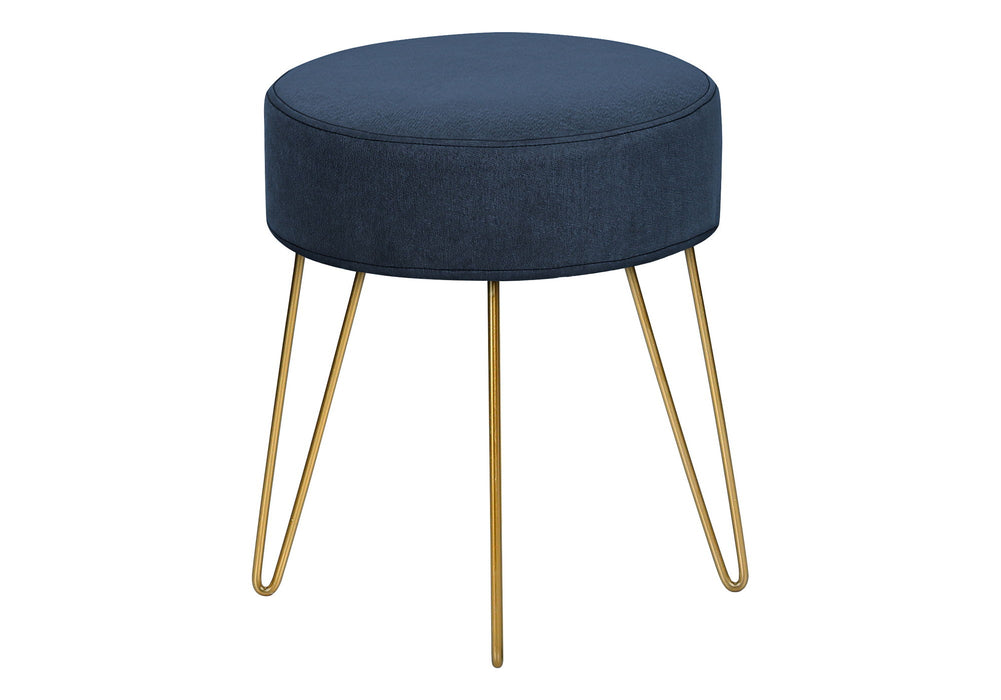 Ottoman, Pouf, Footrest, Foot Stool, Round Metal Legs, Contemporary, Modern - Blue / Gold