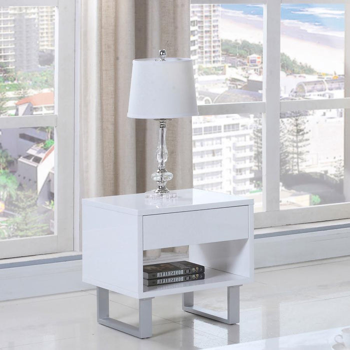 1-drawer End Table High Glossy White