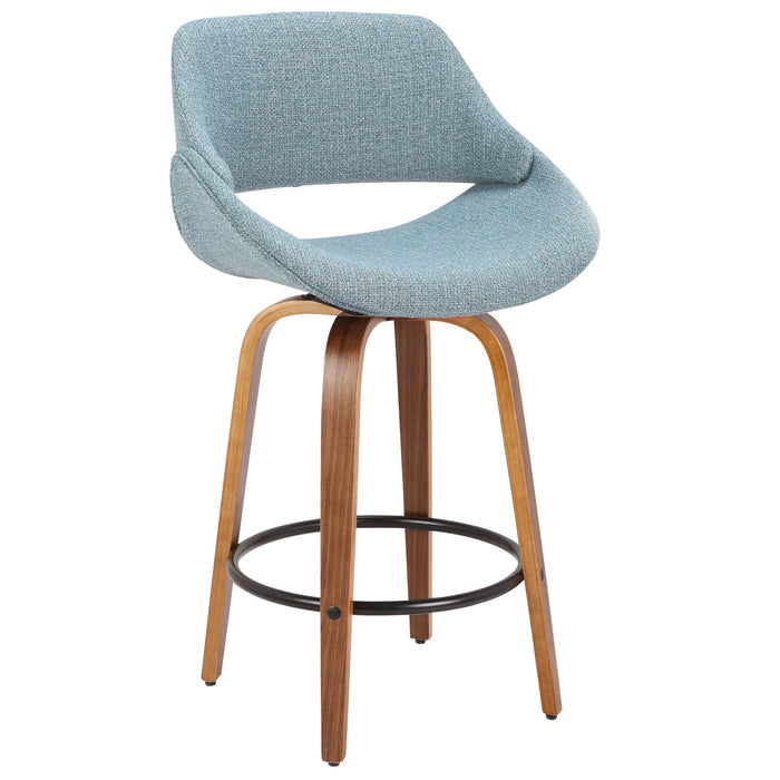 Fabrico - Mid Century Modern Fixed Height Counter Stool And Round Footrest (Set of 2)