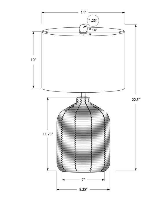 Lighting, Table Lamp, Rattan, Modern - Black