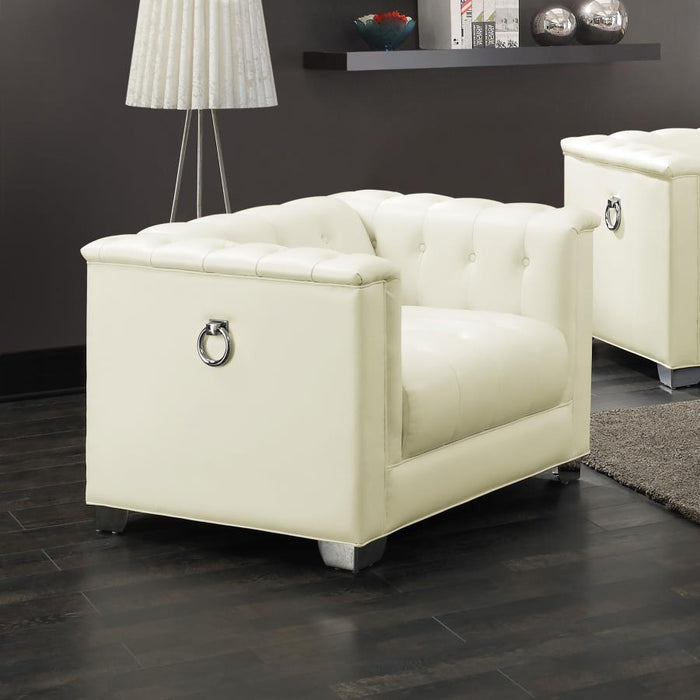 Chaviano Collection - Pearl White - Chaviano Tufted Upholstered Chair Pearl White