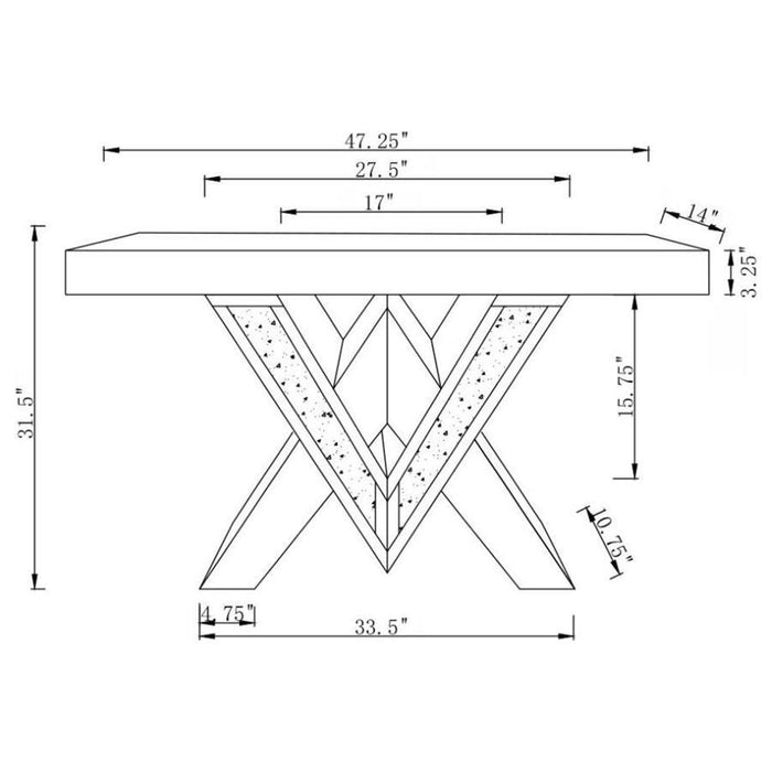 Caldwell V-shaped Sofa Table With Glass Top Silver