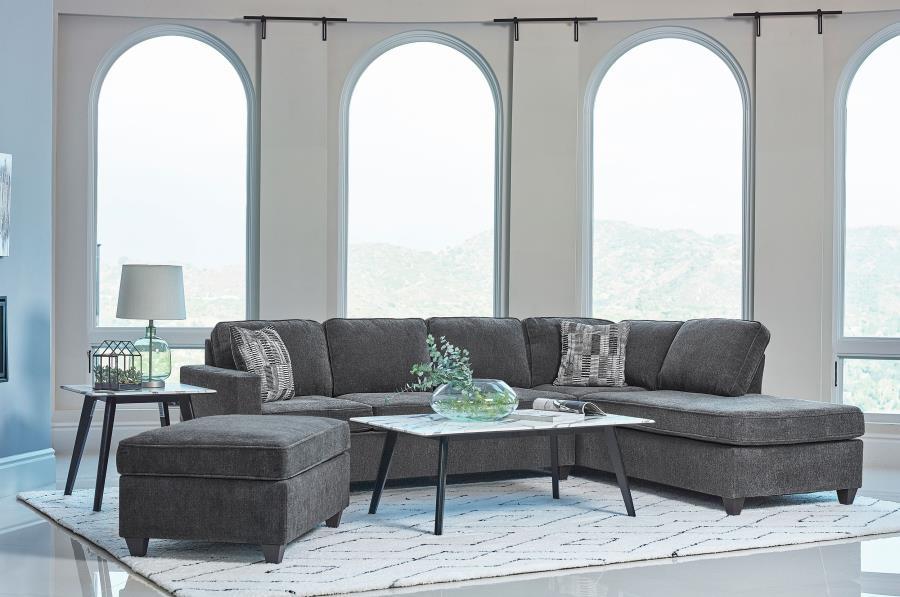 Dark Grey - Mccord 2-piece Cushion Back Sectional Dark Grey