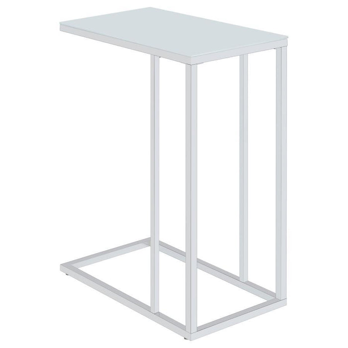 Glass Top Accent Table Chrome And White