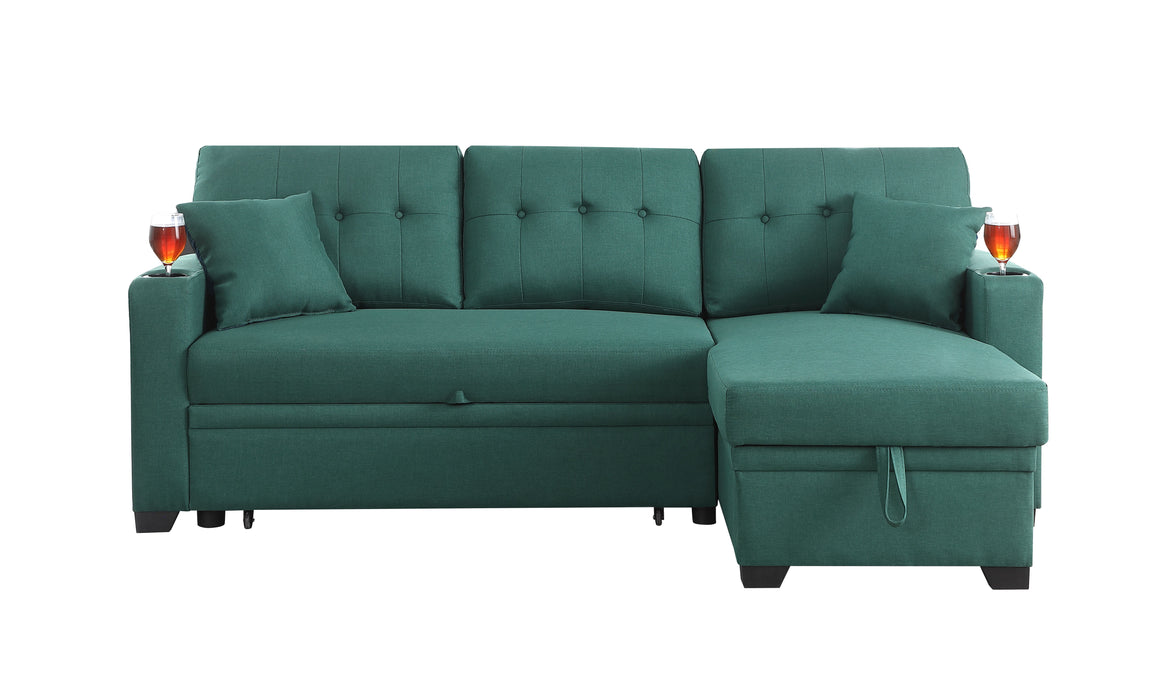 82" Width Sectional With Storage Chaise And Cupholder Armrest