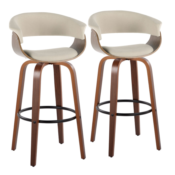 Vintage Mod - Mid Century Modern Fixed Height Barstool With Swivel & Round Footrest (Set of 2)