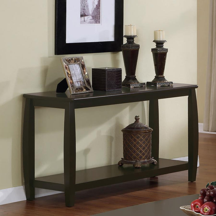 Living Room : Wood Top Occasional Tables - Rectangular Sofa Table With Lower Shelf Espresso