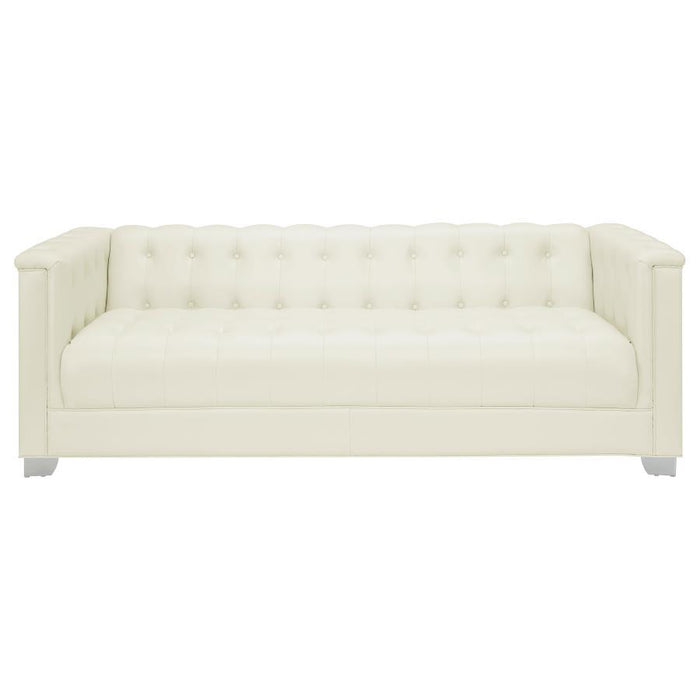 Chaviano Collection - Pearl White - Chaviano Tufted Upholstered Sofa Pearl White