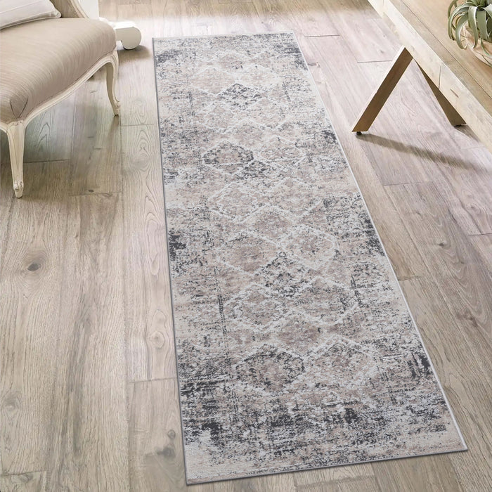 Payas - 2' x 8' Traditional Non-Shedding Living Room Bedroom Dining Home Office Stylish And Stain Resistant Area Rug - Cream / Anthracite