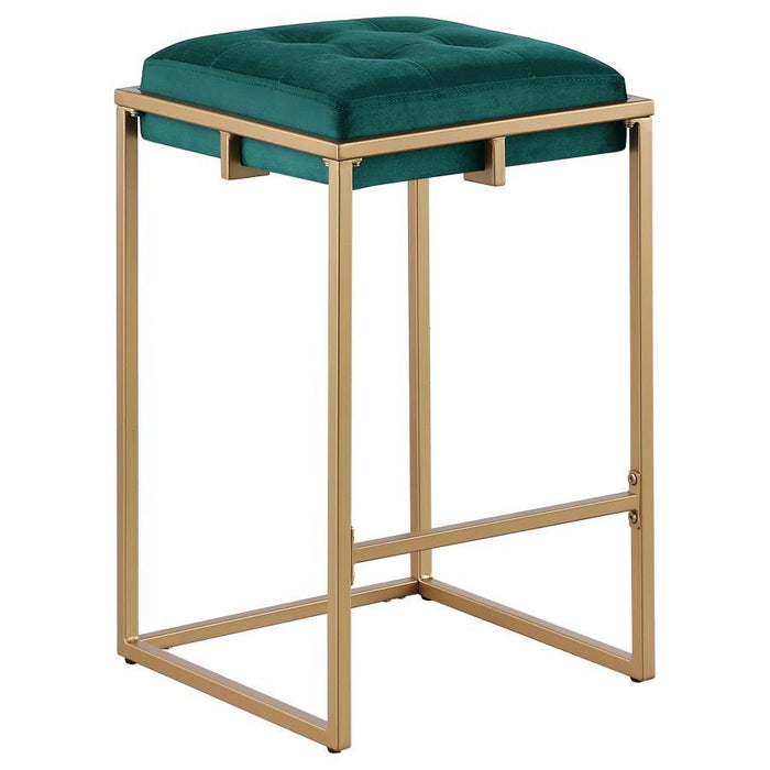 Nadia - Upholstered Backless Counter Stool (Set of 2) - Hunter Green