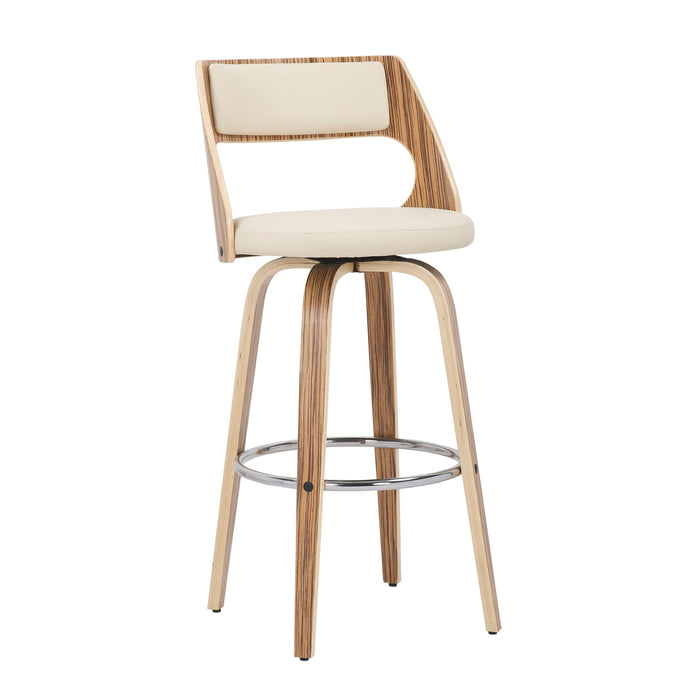 Cecina - Mid-Century Modern Fixed Height Barstool With Swivel (Set of 2) - Zebra / Cream