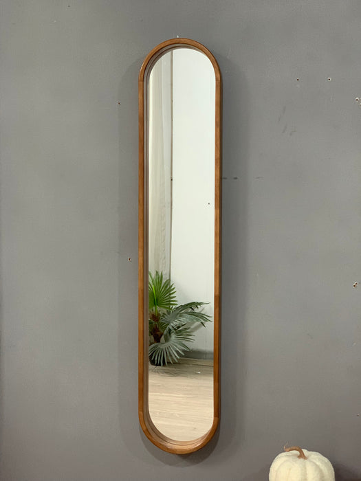 Decorative Rubber Frame Mirror With Elongated Oval Frame - Brown