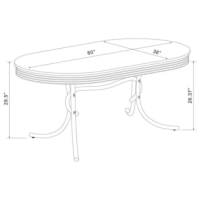 Retro Collection - Retro Oval Dining Table Glossy White And Chrome