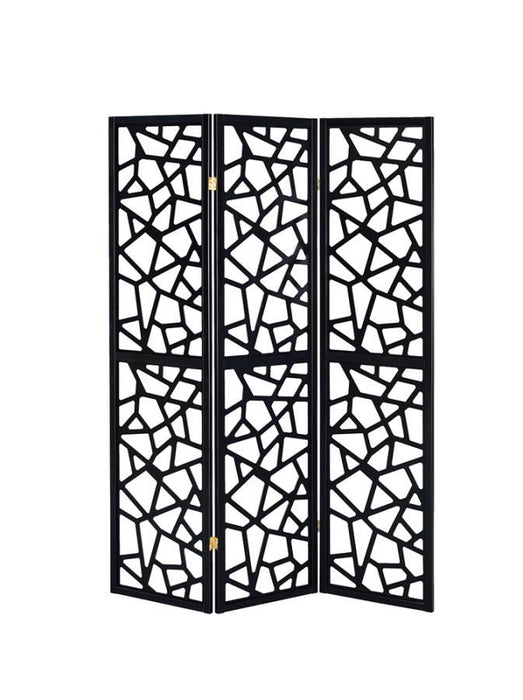 Transitional Black Three-panel Screen