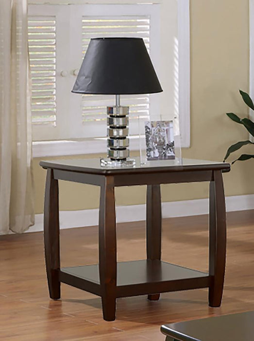 Living Room : Wood Top Occasional Tables - Square End Table With Bottom Shelf Espresso