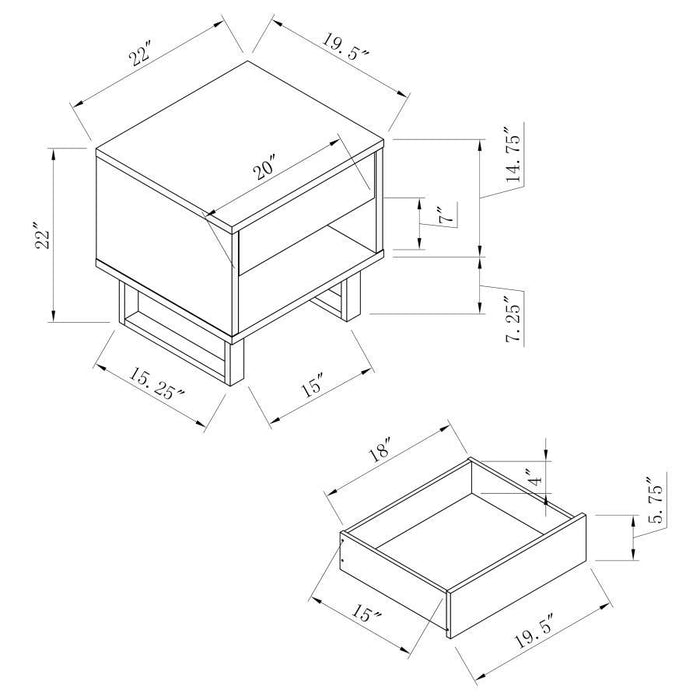 1-drawer End Table High Glossy White