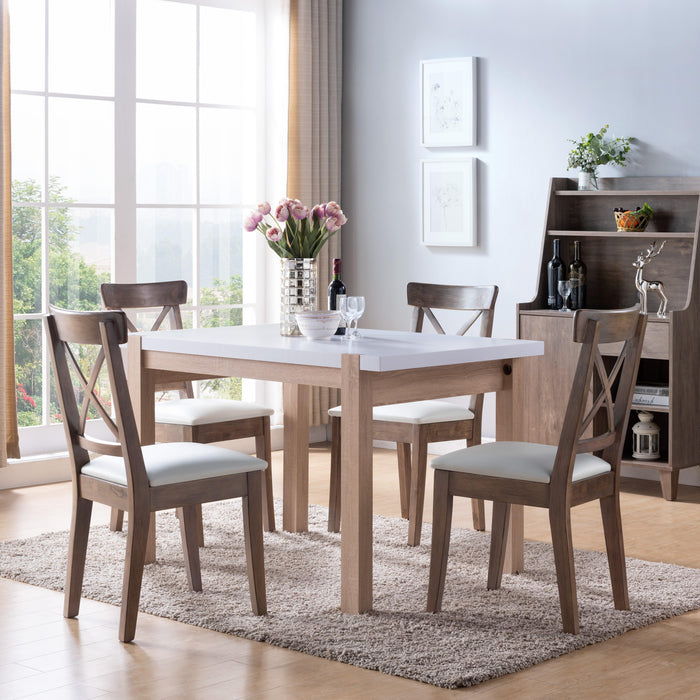 Modern Home White Tabletop Dining Table - White / Weathered White