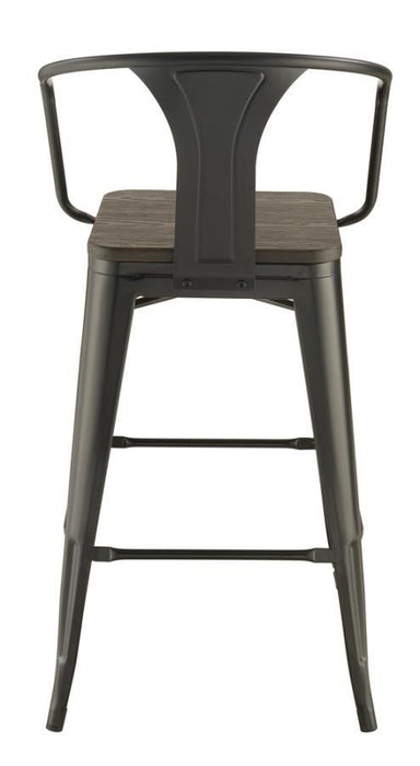 Wooden Seat Bar Stools Dark Elm And Matte Black (Set of 2)