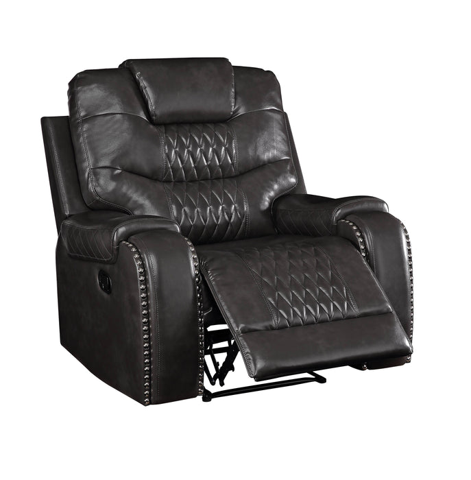 Braylon - Magnetite Synthetic Leather Manual Recliner Chair - Brown