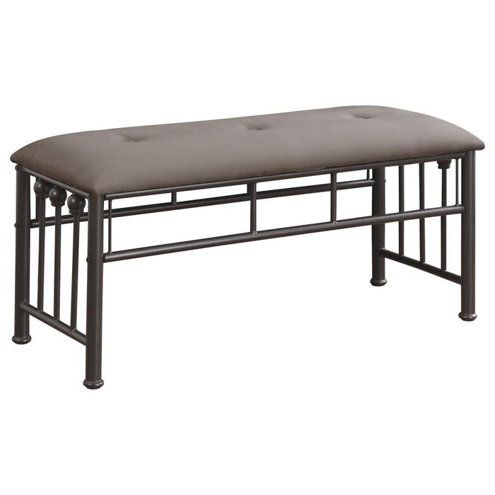 Livingston Collection - Brown - Livingston Upholstered Bench Brown And Dark Bronze