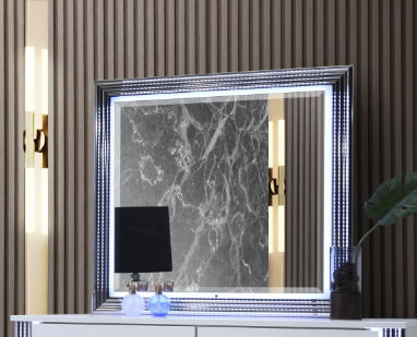 Moon - Smooth Mirror With LED - White