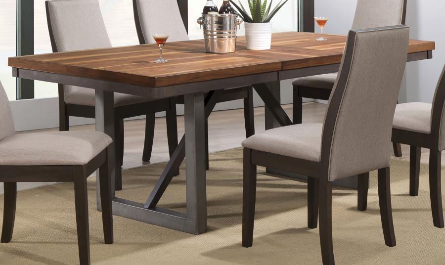 Spring Creek Collection - Spring Creek Dining Table With Extension Leaf Natural Walnut