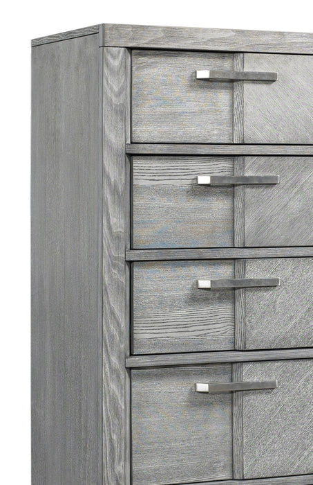 5 Drawer Chest Book Matched Veneers - Gray