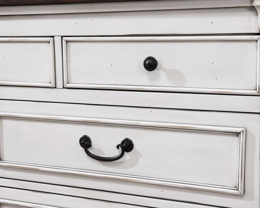 Hillcrest - 9-Drawer Dresser With Mirror - Dark Rum And White