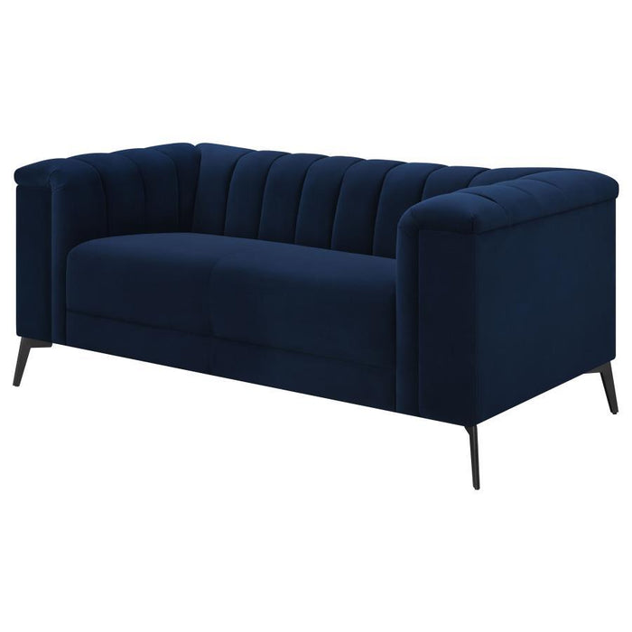 Blue - Chalet Tuxedo Arm Loveseat Blue