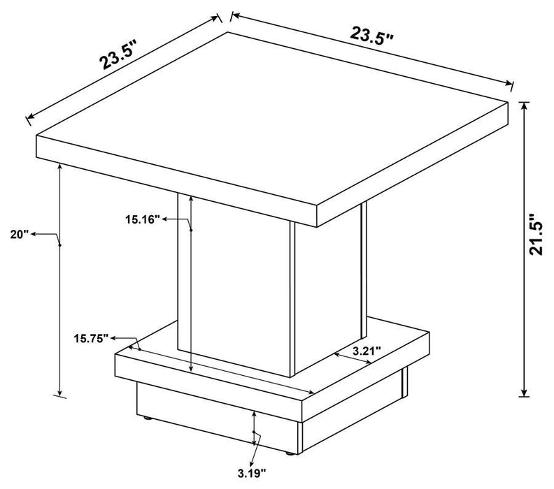 Living Room: Wood Top Occasional Tables - Pedestal Square End Table Cappuccino