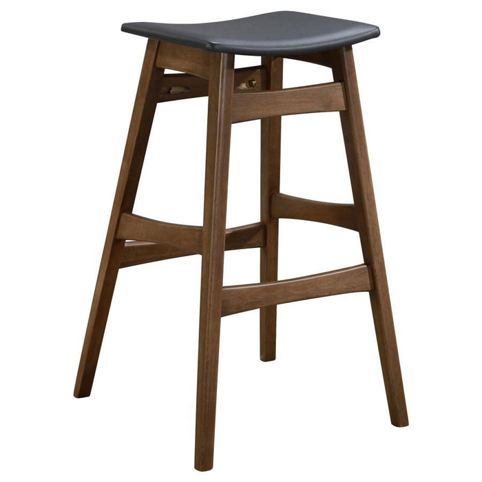 Rec Room/ Bar Tables: Wood - Dark Grey - Tapered Legs Bar Stools Dark Grey And Walnut (Set of 2)