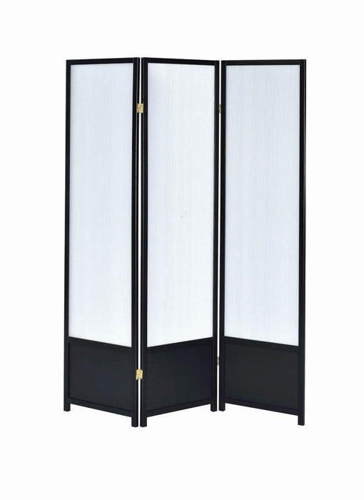 3-panel Folding Floor Screen Translucent And Black