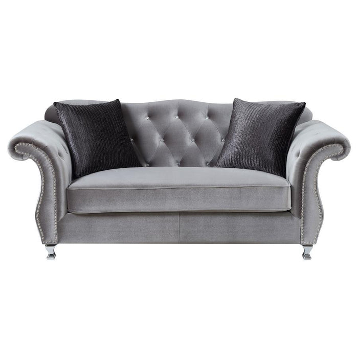 Silver - Frostine Button Tufted Loveseat Silver